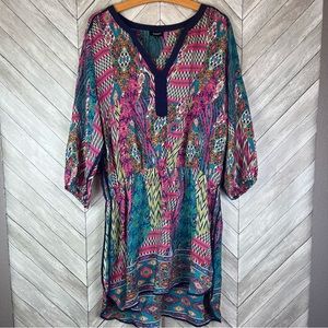 Tolani boho floral SILK tunic top Dress coverup